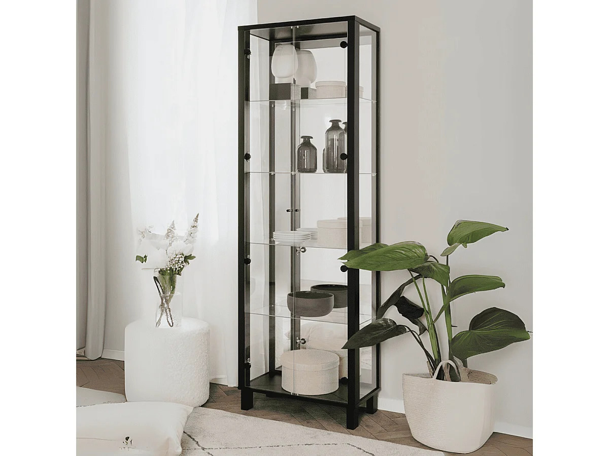Vetrina colore nero con 2 ante e 4 ripiani Albi52B 62x33x189H