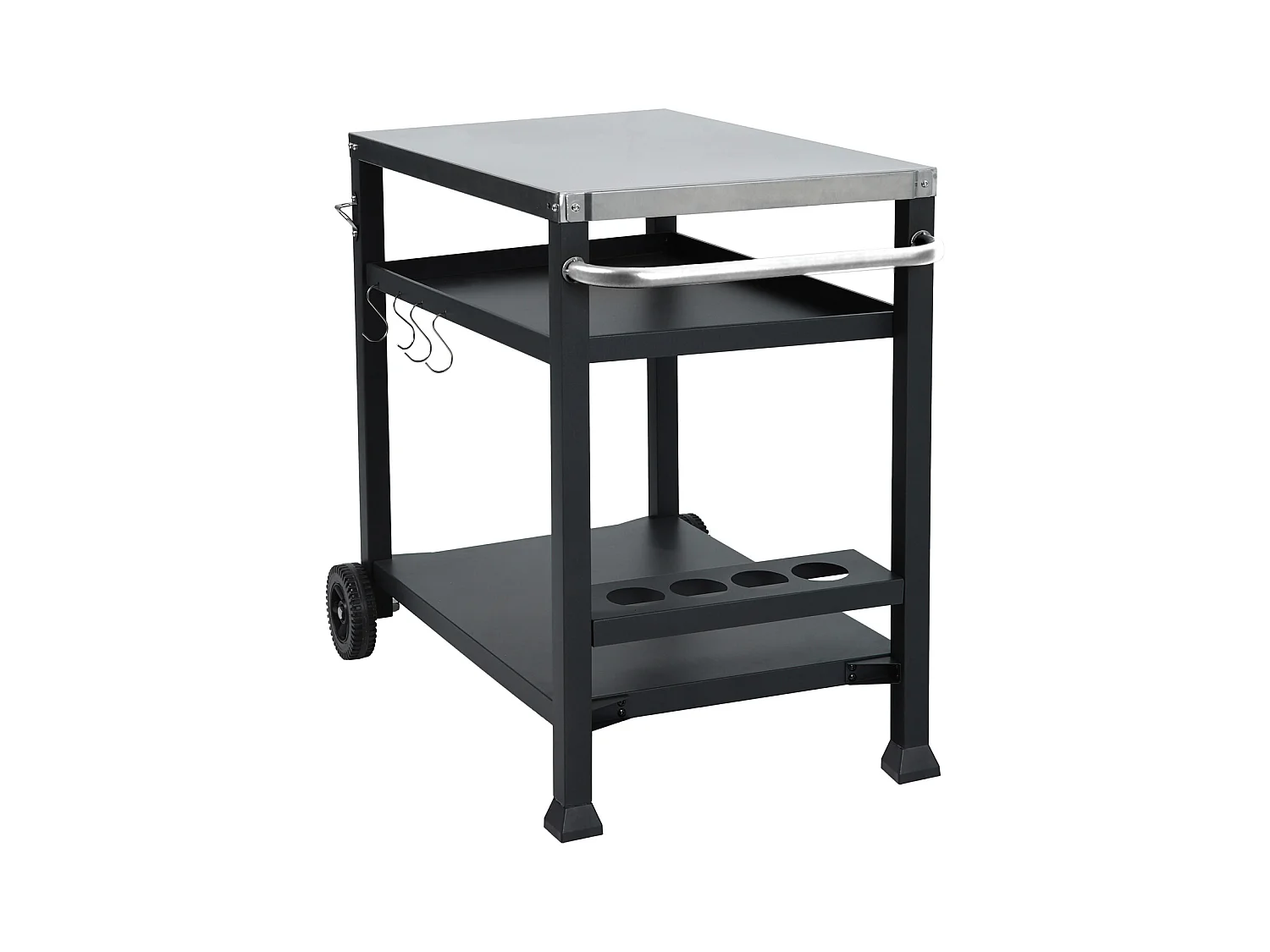 Chariot de barbecue TAINO NIKAN, support de barbecue roulant avec roulettes, noir