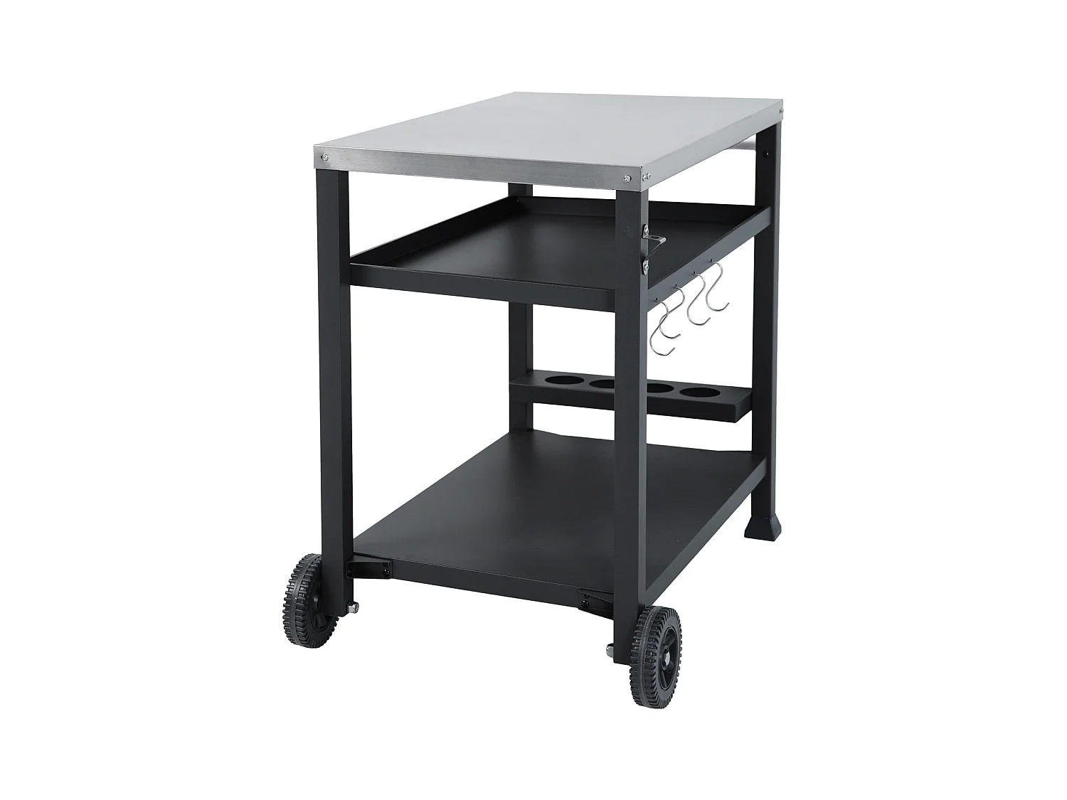 Chariot de barbecue TAINO NIKAN, support de barbecue roulant avec roulettes, noir