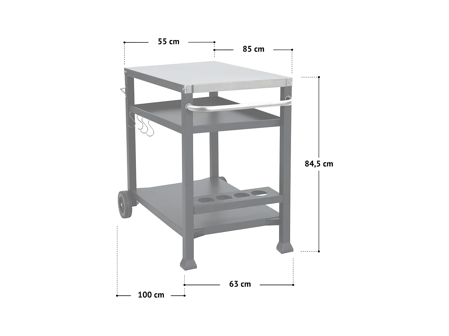 Chariot de barbecue TAINO NIKAN, support de barbecue roulant avec roulettes, noir