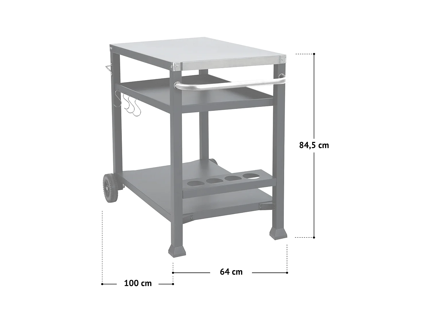 Chariot de barbecue TAINO NIKAN, support de barbecue roulant avec roulettes, noir
