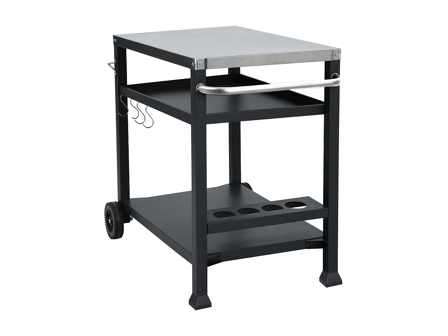 Chariot de barbecue TAINO NIKAN, support de barbecue roulant avec roulettes, noir