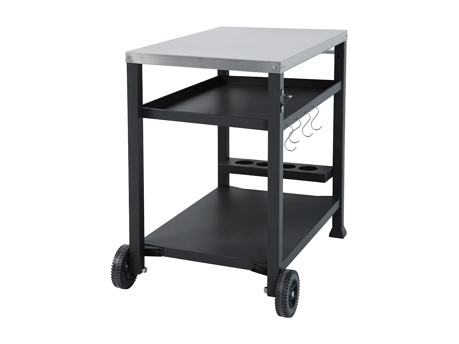 Chariot de barbecue TAINO NIKAN, support de barbecue roulant avec roulettes, noir