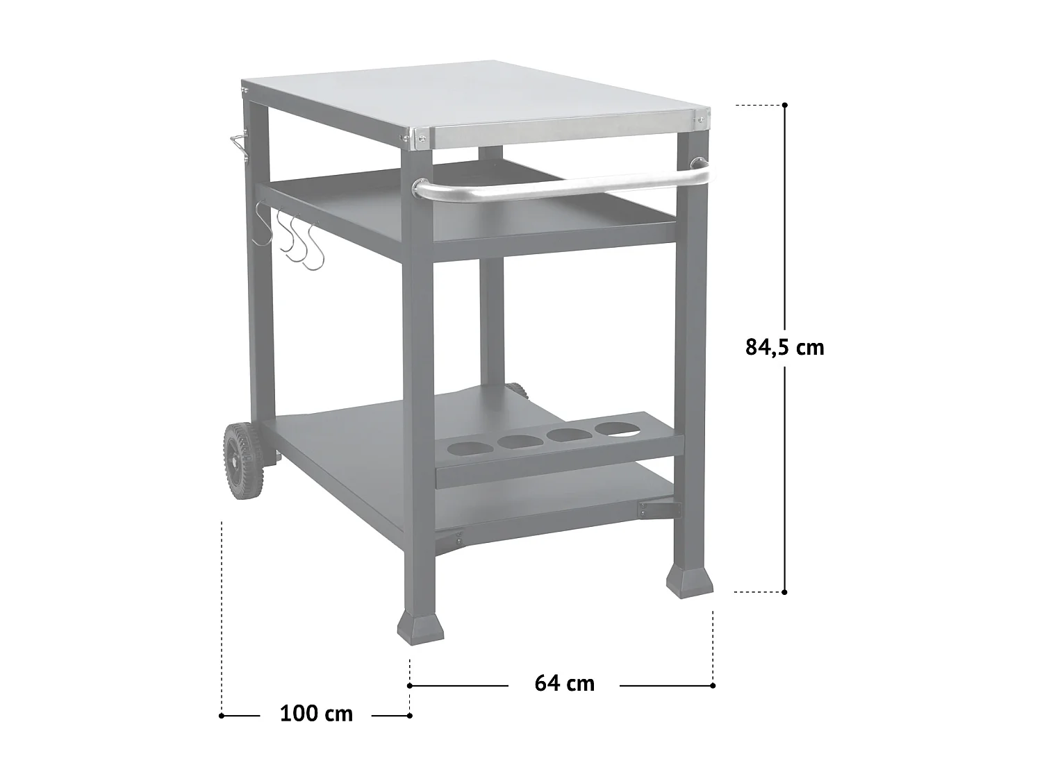 Chariot de barbecue TAINO NIKAN, support de barbecue roulant avec roulettes, noir