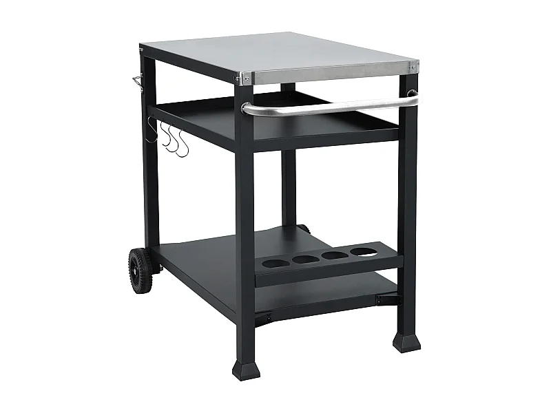 Chariot de barbecue TAINO NIKAN, support de barbecue roulant avec roulettes, noir