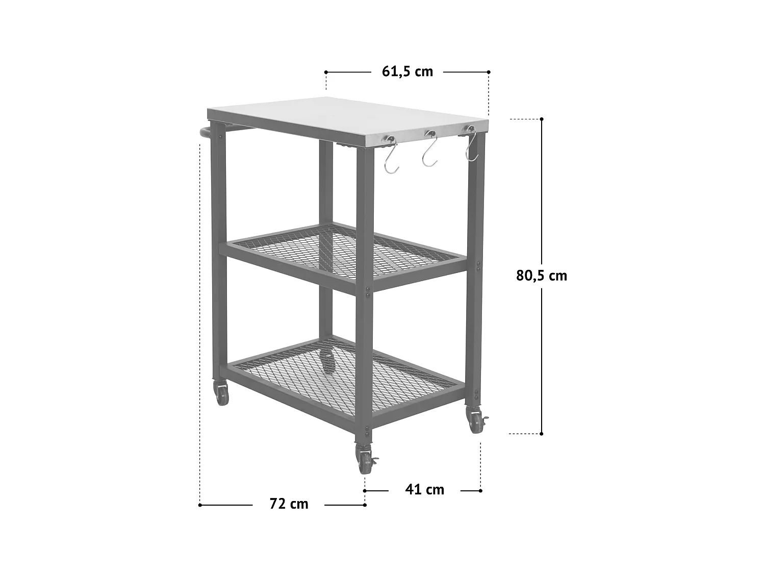 Chariot de barbecue TAINO NETIS, support de barbecue roulant avec roulettes, noir
