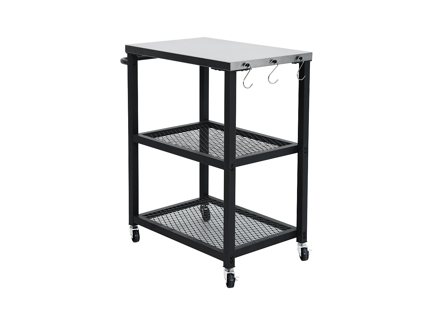 Chariot de barbecue TAINO NETIS, support de barbecue roulant avec roulettes, noir