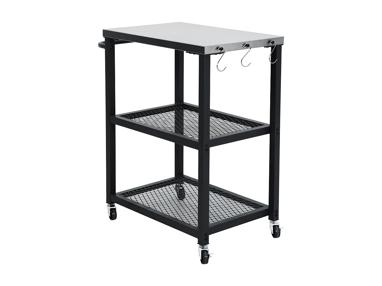 Chariot de barbecue TAINO NETIS, support de barbecue roulant avec roulettes, noir