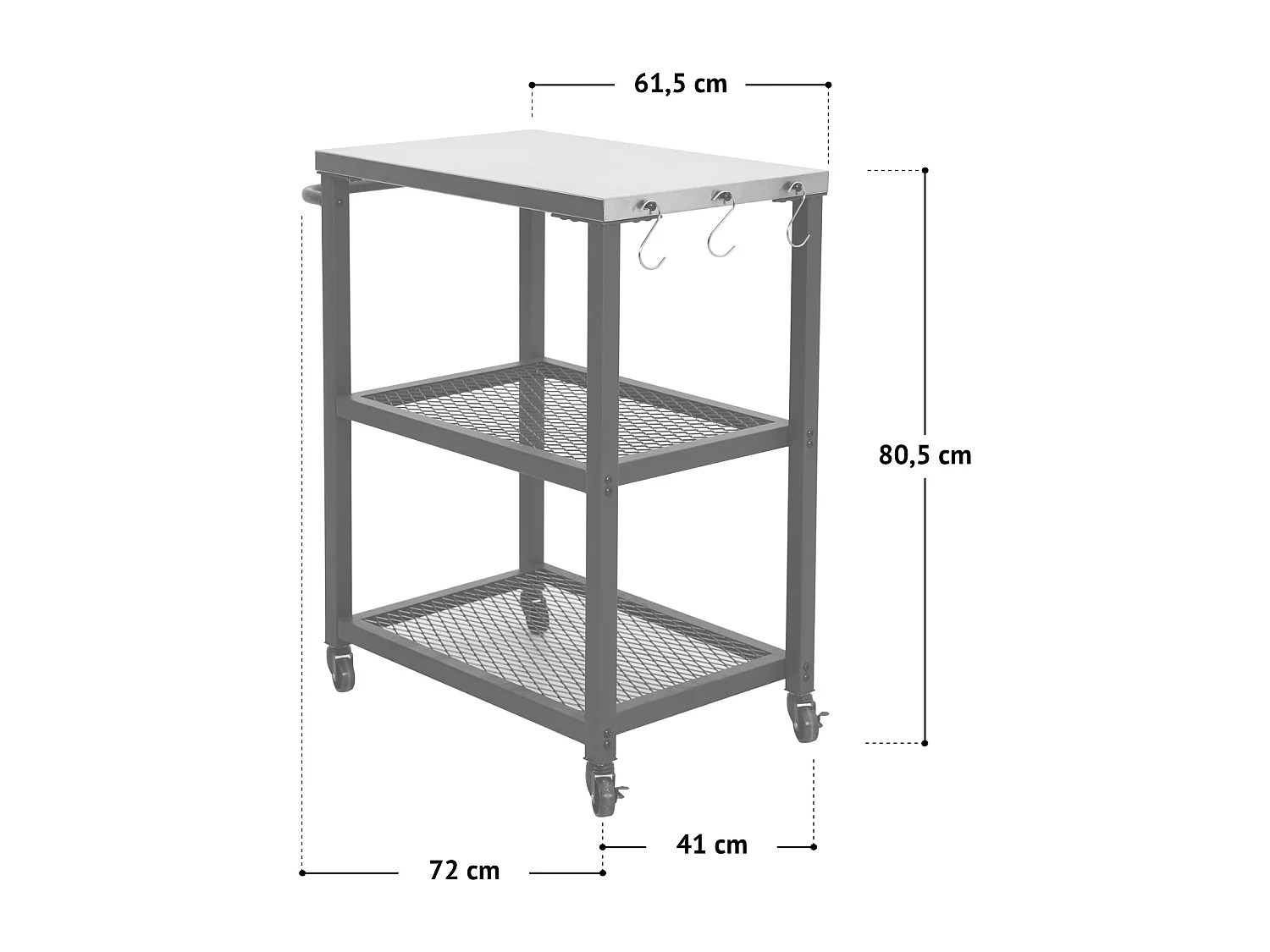 Chariot de barbecue TAINO NETIS, support de barbecue roulant avec roulettes, noir