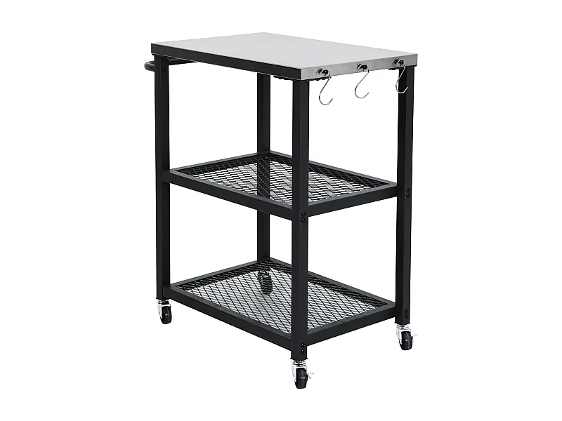 Chariot de barbecue TAINO NETIS, support de barbecue roulant avec roulettes, noir