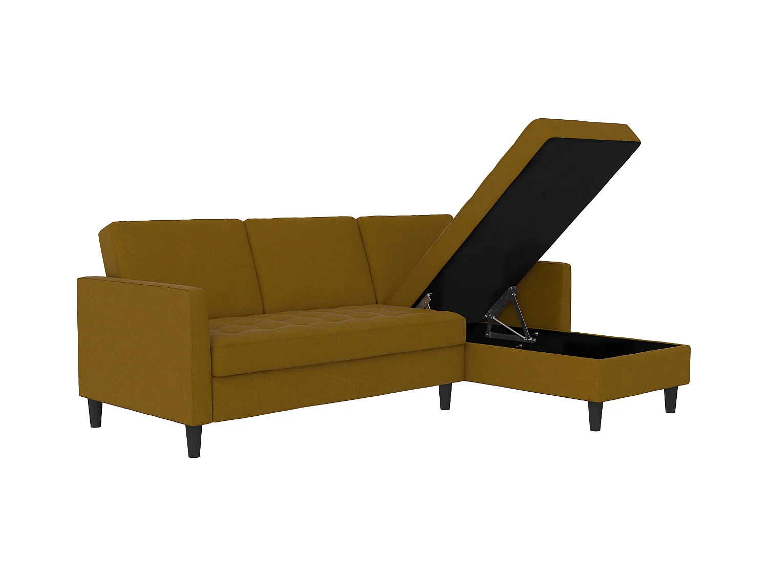 Presley | Canapé convertible 3 places avec méridienne en lin curry