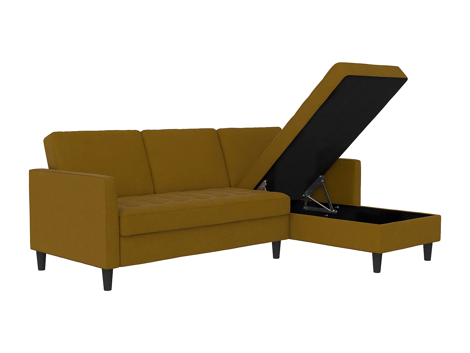 Presley | Canapé convertible 3 places avec méridienne en lin curry