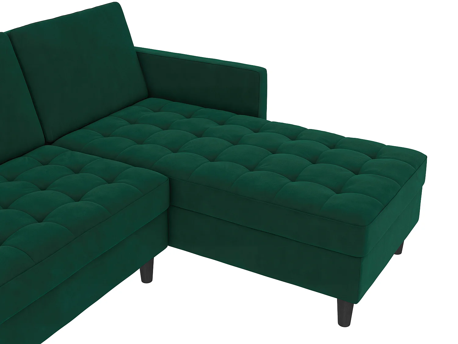 3-zits hoekslaapbank met opbergruimte in donkergroen fluweel
