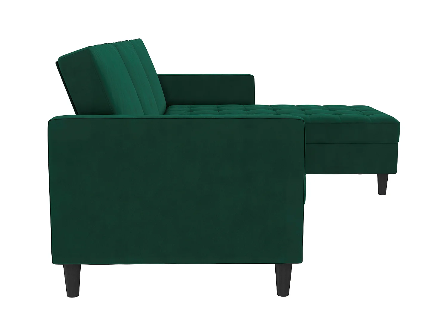 3-zits hoekslaapbank met opbergruimte in donkergroen fluweel