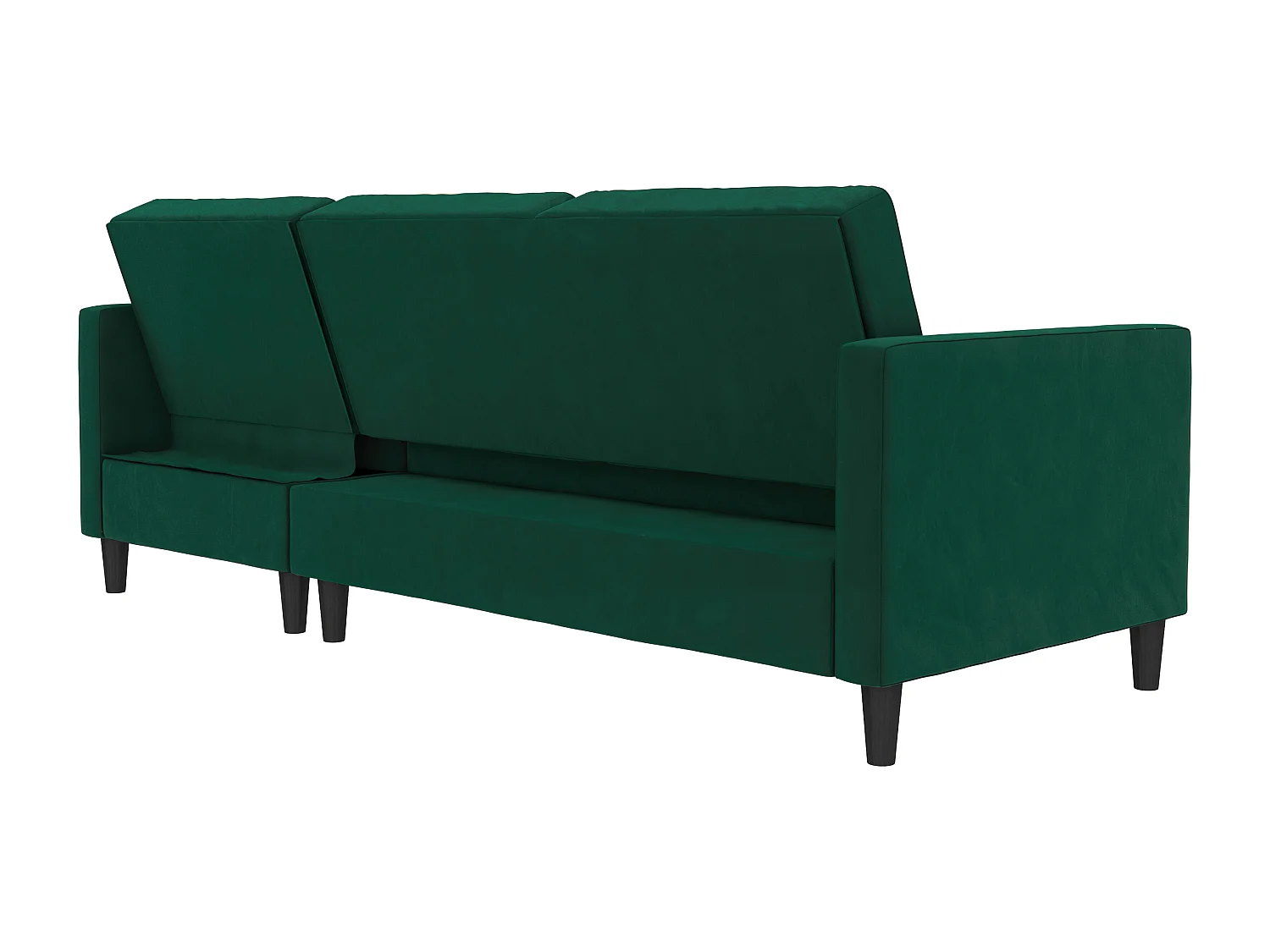 3-zits hoekslaapbank met opbergruimte in donkergroen fluweel
