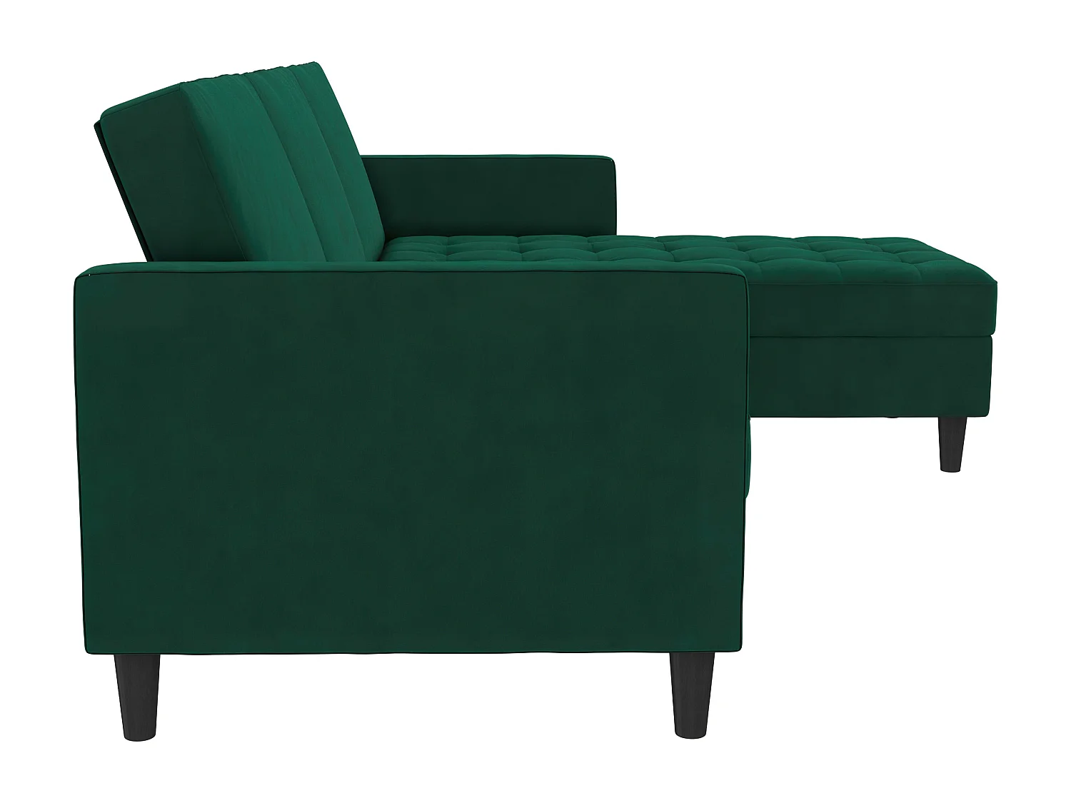 Presley | Canapé-lit 3 places avec méridienne en velours vert foncé