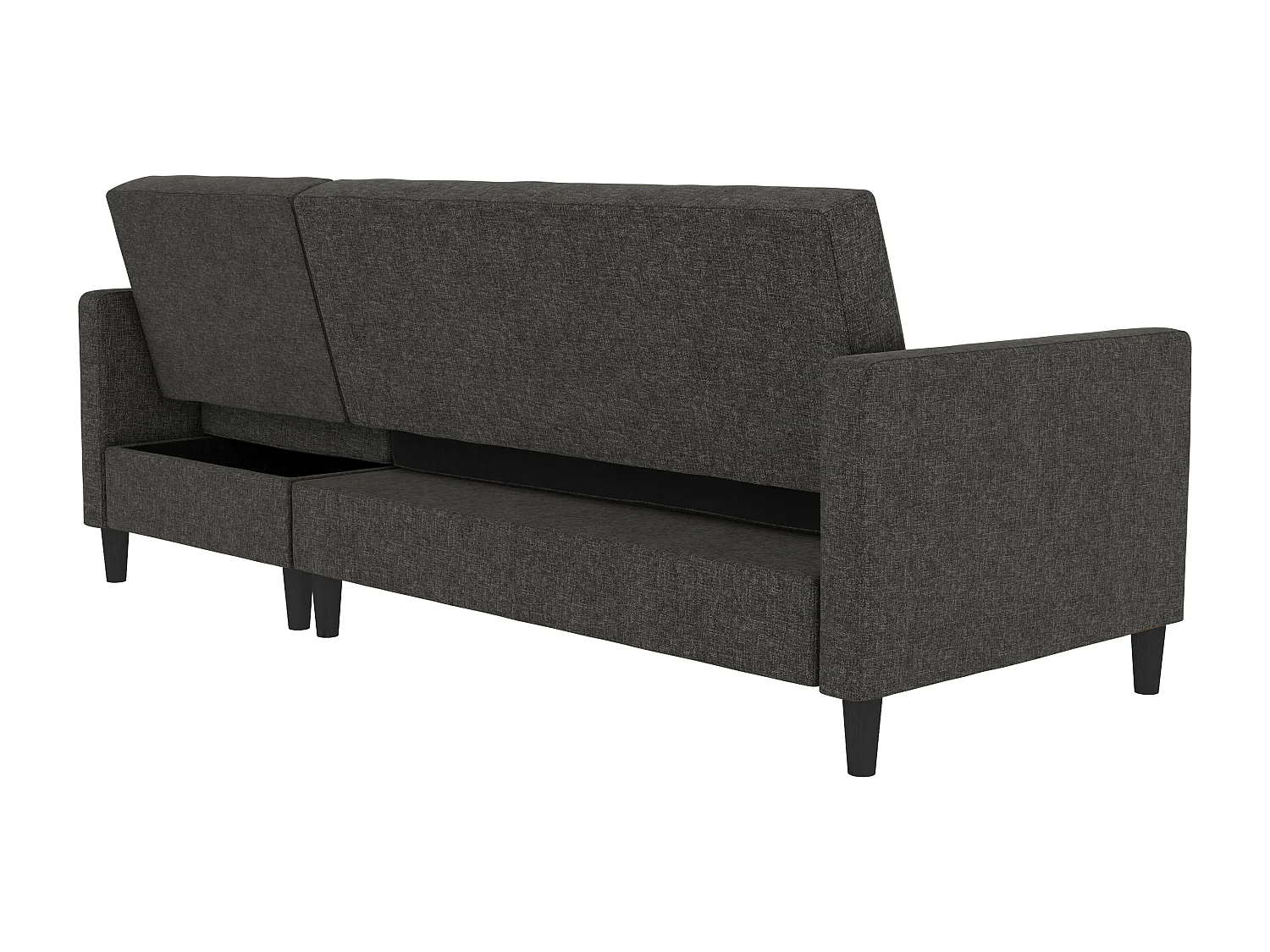 Celine | Canapé convertible 3 places avec méridienne en lin anthracite