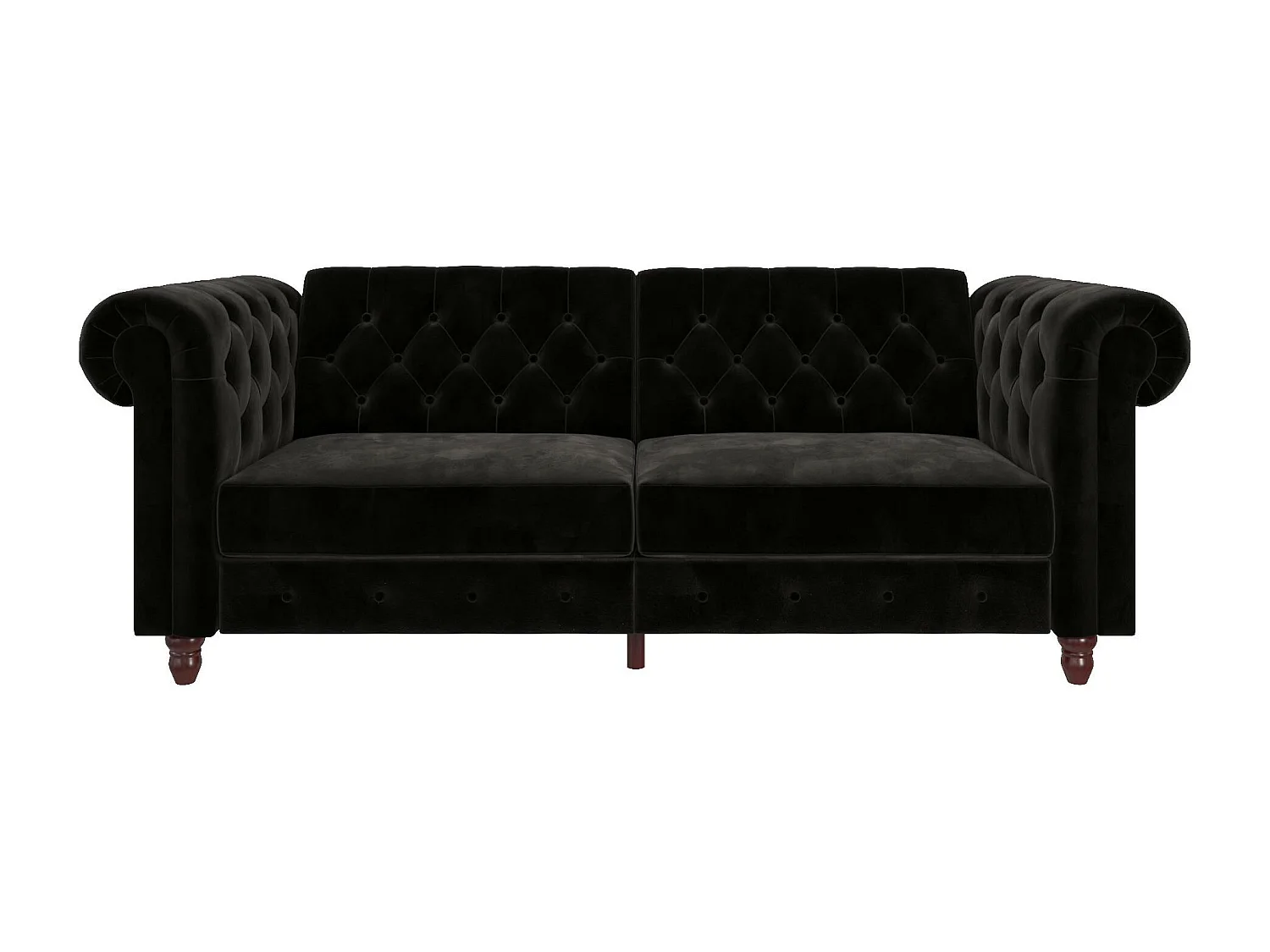 Felix | Canapé convertible Chesterfield 3 places en velours noir