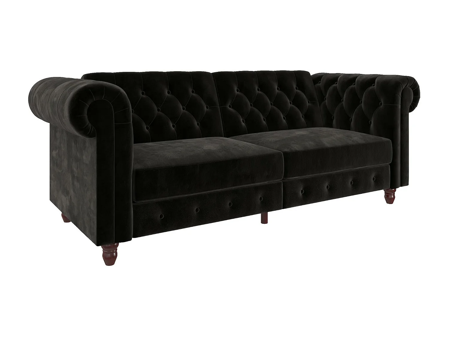 Felix | Canapé convertible Chesterfield 3 places en velours noir