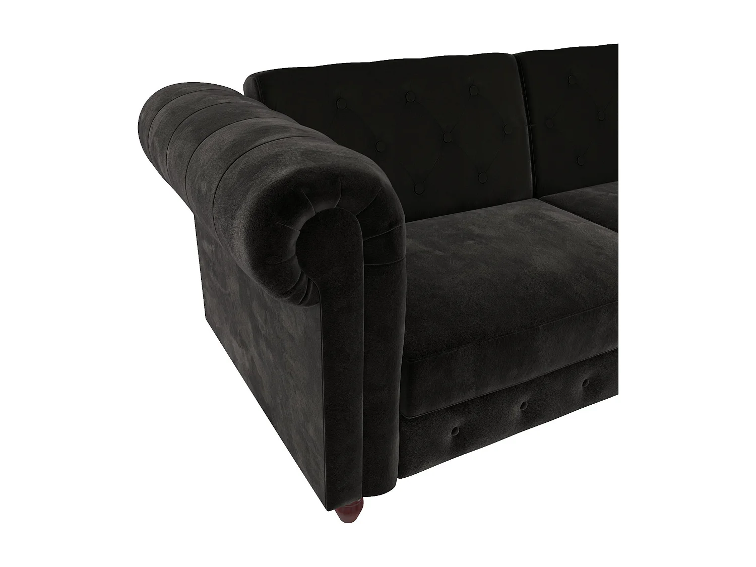 Felix | Canapé convertible Chesterfield 3 places en velours noir