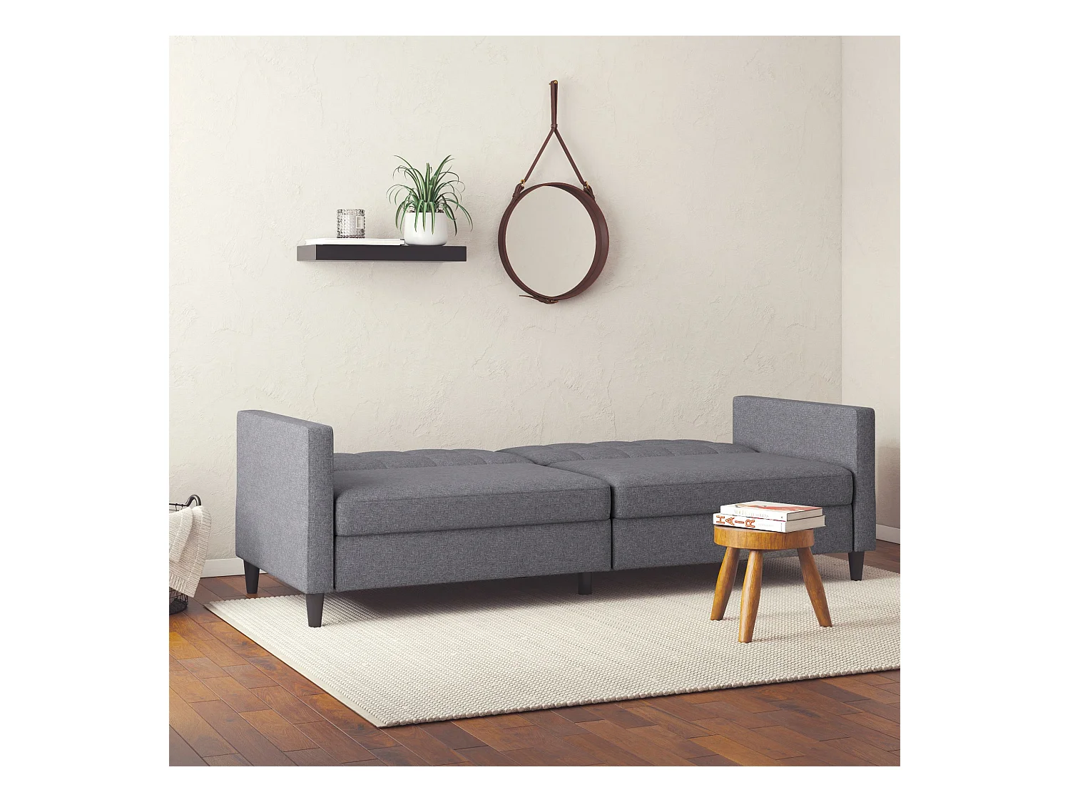 3-zits slaapbank in grijs linnen