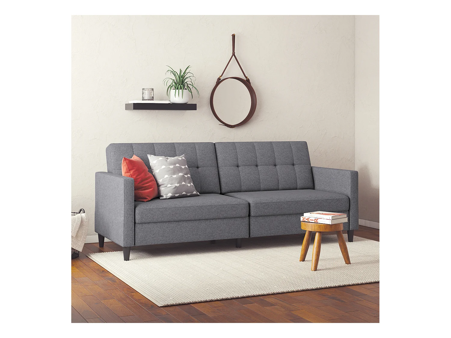 3-zits slaapbank in grijs linnen