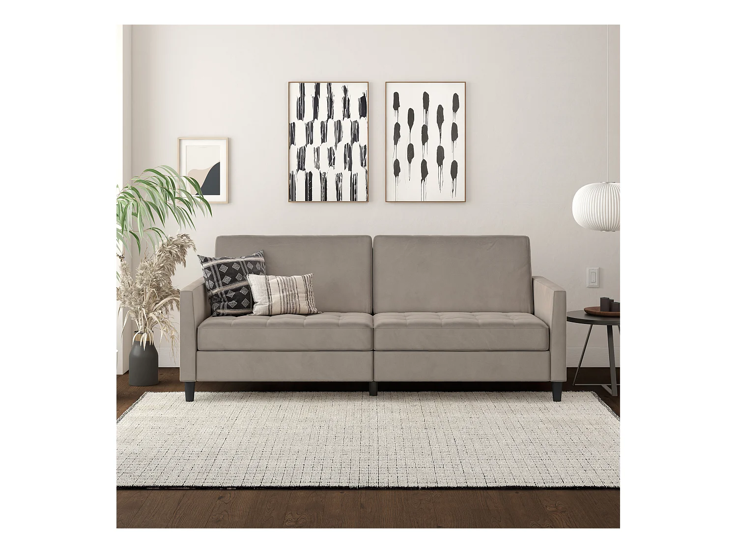 3-zits slaapbank in taupe fluweel