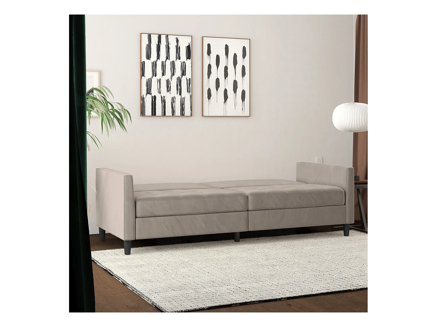 3-zits slaapbank in taupe fluweel