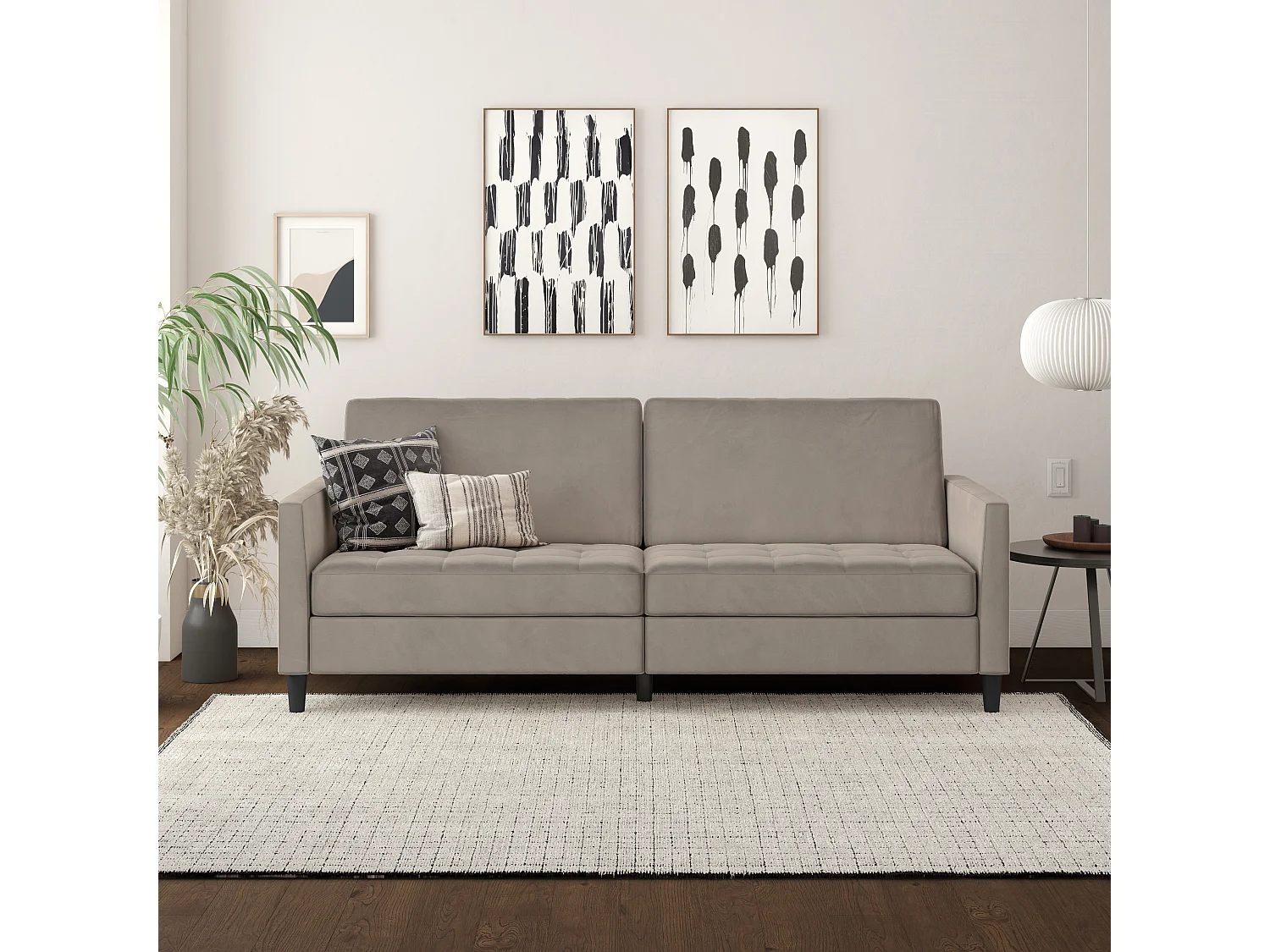 Presley | Canapé lit 3 places en velours taupe