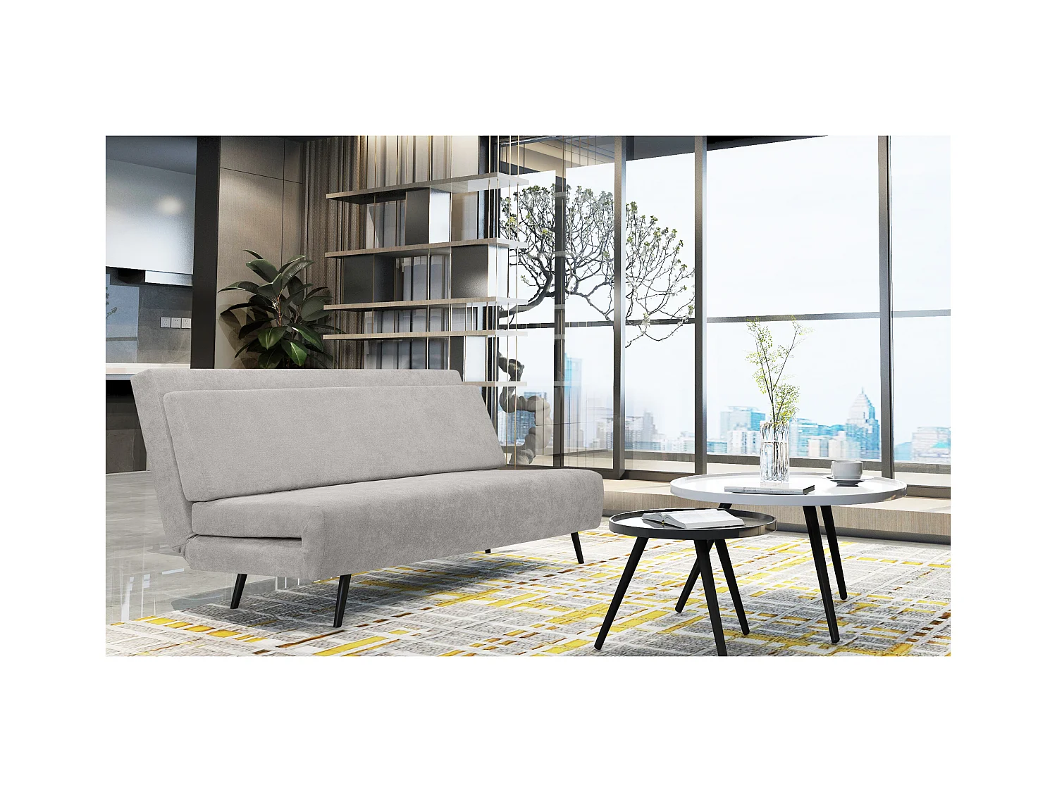 Mallory | Divano letto 140 cm in grigio chiaro