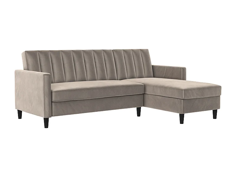 Celine | Canapé convertible 3 places avec méridienne en velours taupe