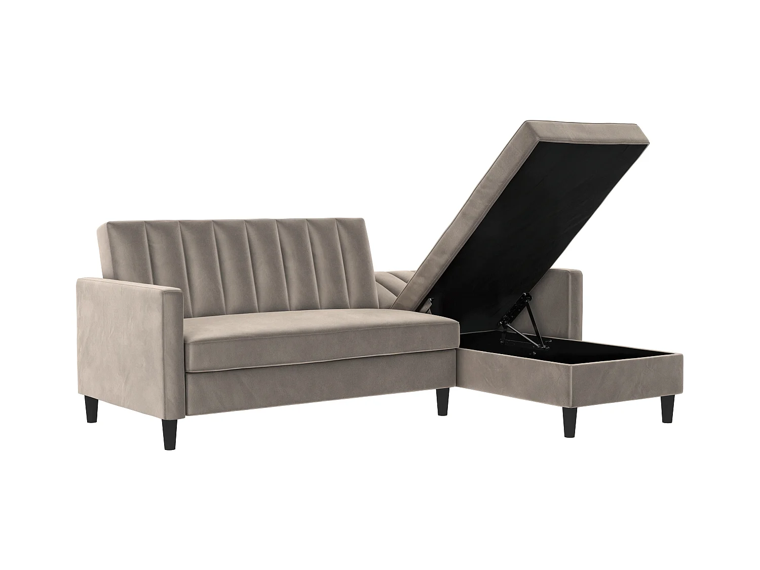 Celine | Canapé convertible 3 places avec méridienne en velours taupe