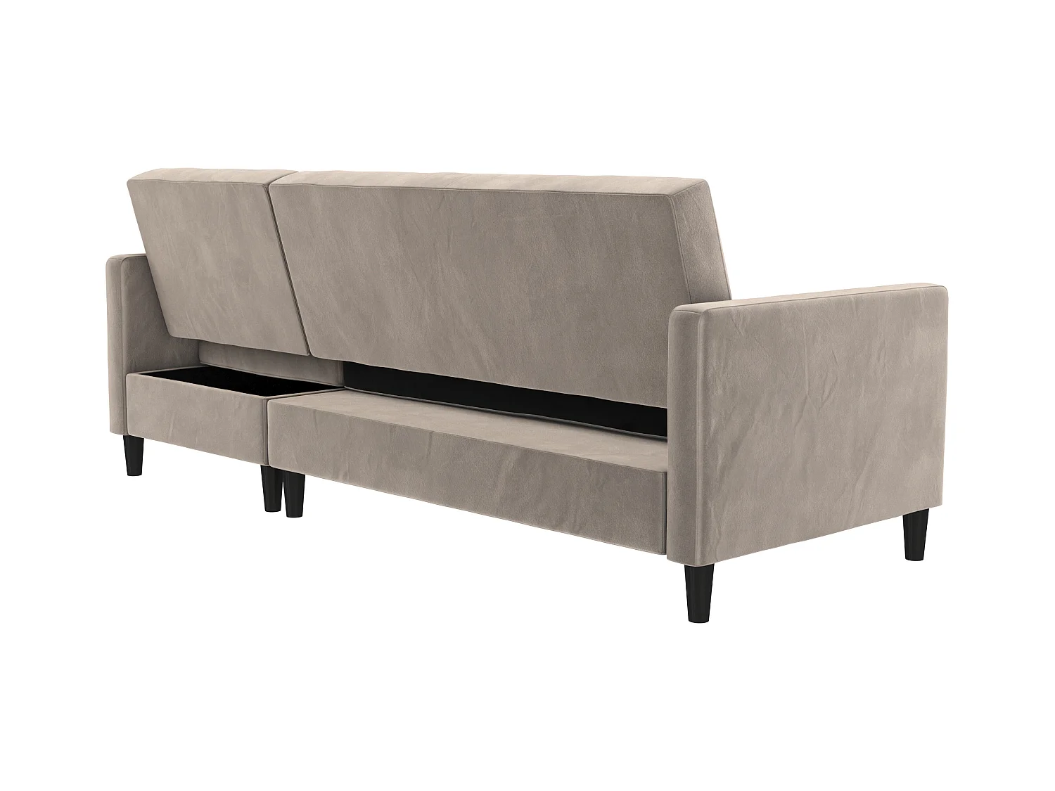 Celine | Canapé convertible 3 places avec méridienne en velours taupe