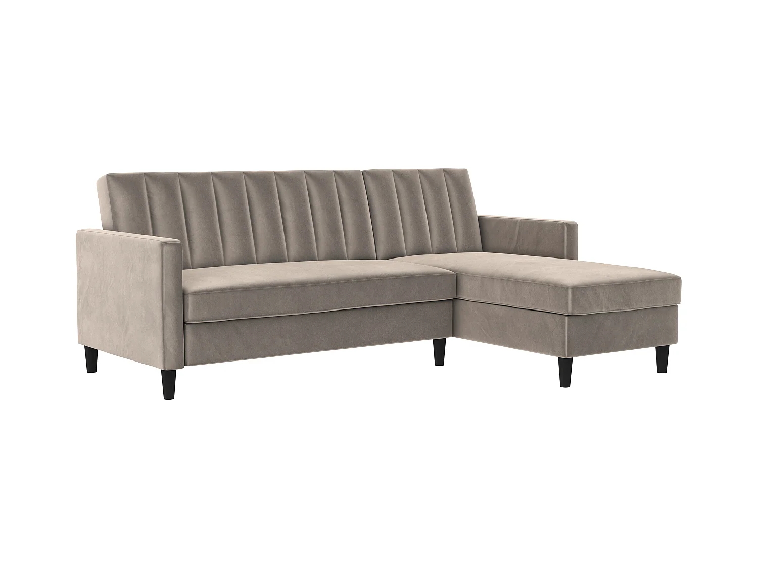 Celine | Canapé convertible 3 places avec méridienne en velours taupe