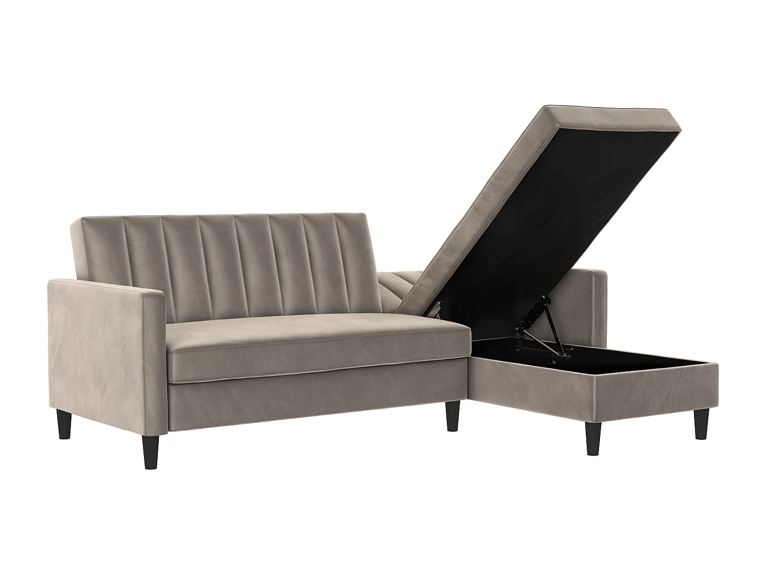 Celine | Canapé convertible 3 places avec méridienne en velours taupe