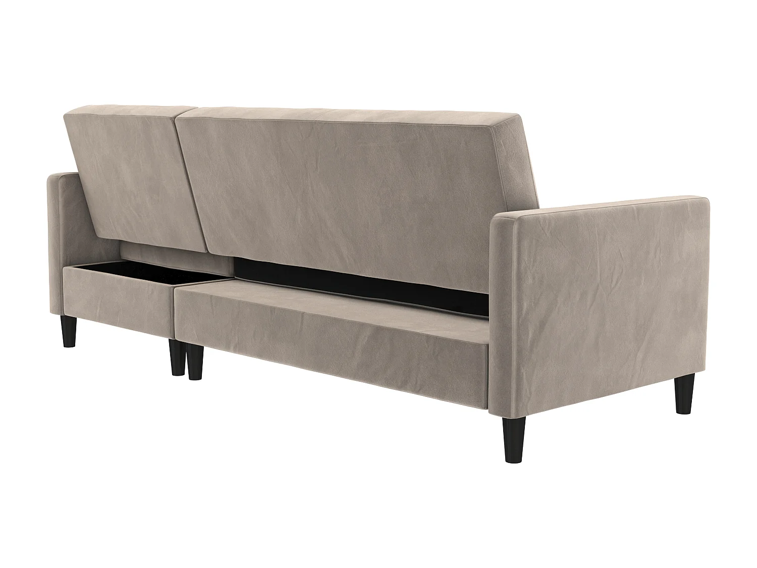 Celine | Canapé convertible 3 places avec méridienne en velours taupe