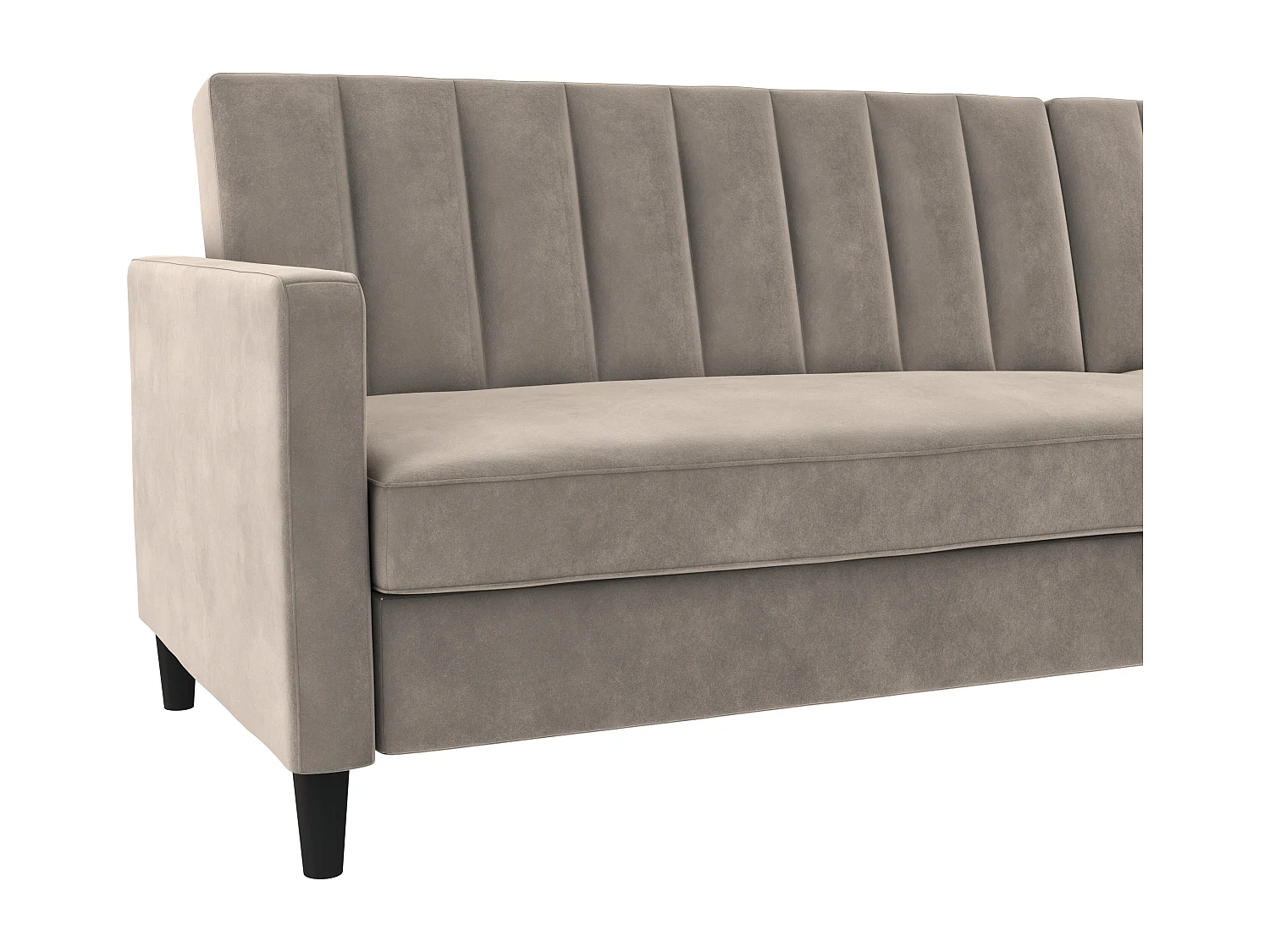 Celine | Canapé convertible 3 places avec méridienne en velours taupe