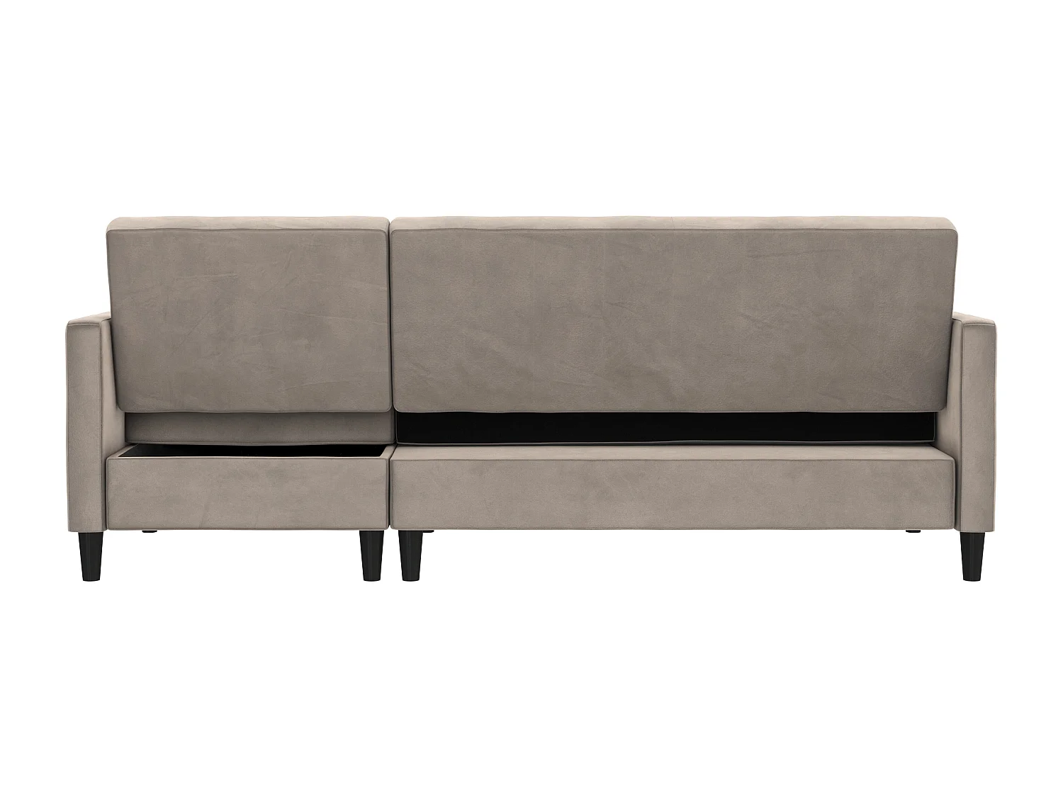 Celine | Canapé convertible 3 places avec méridienne en velours taupe