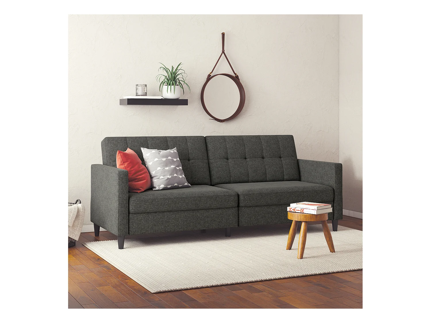 3-zits slaapbank in antraciet stof