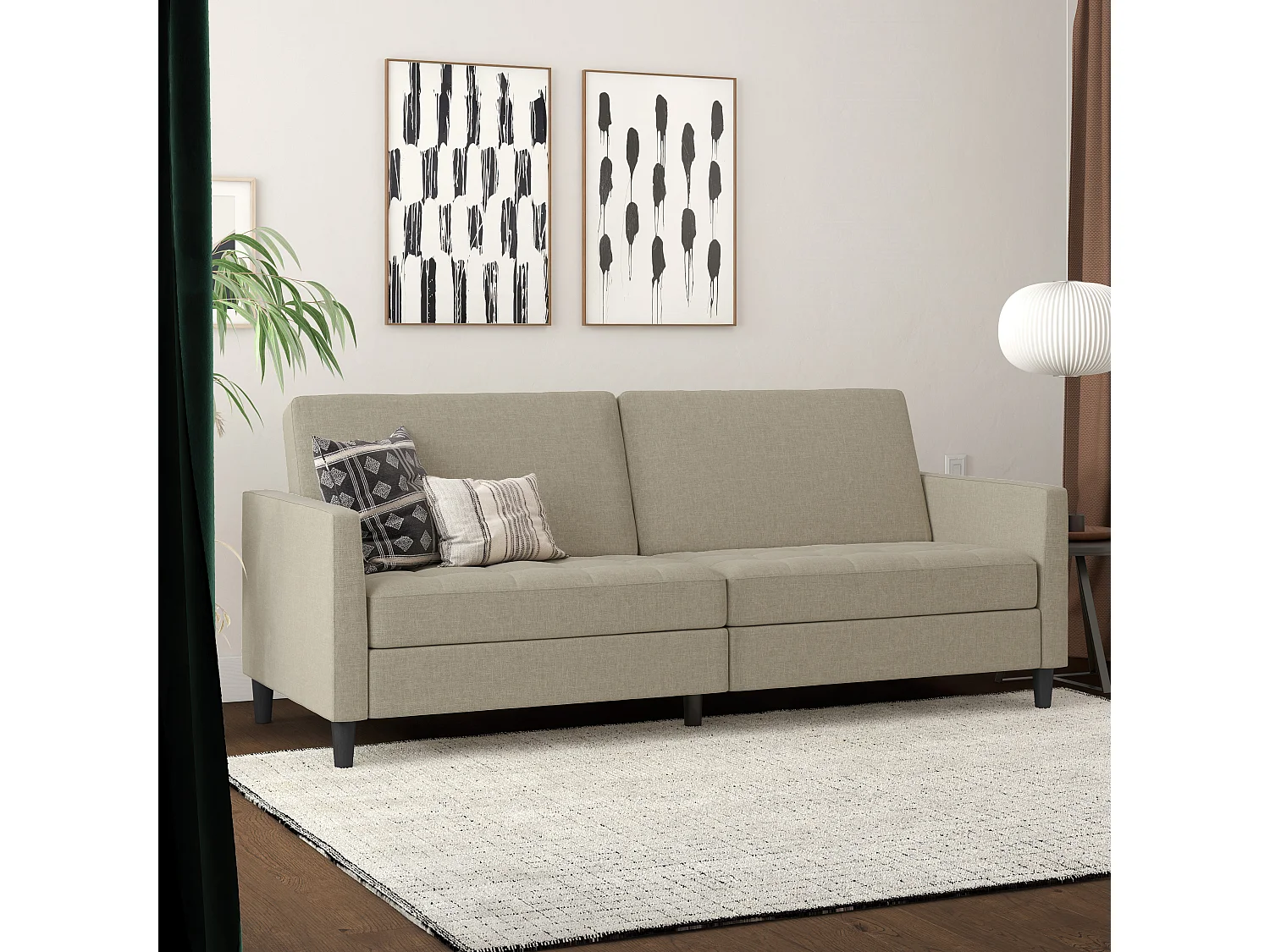 Presley | Canapé-lit 3 places en lin cappuchino