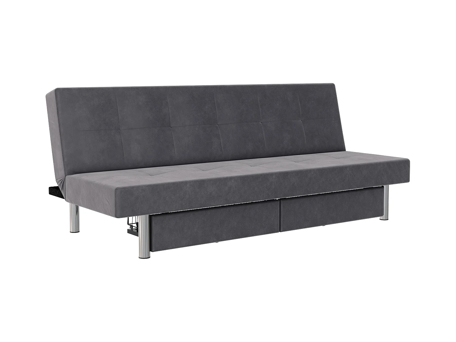 Erica | Futon mit Stauraum aus hellgrauer Mikrofaser