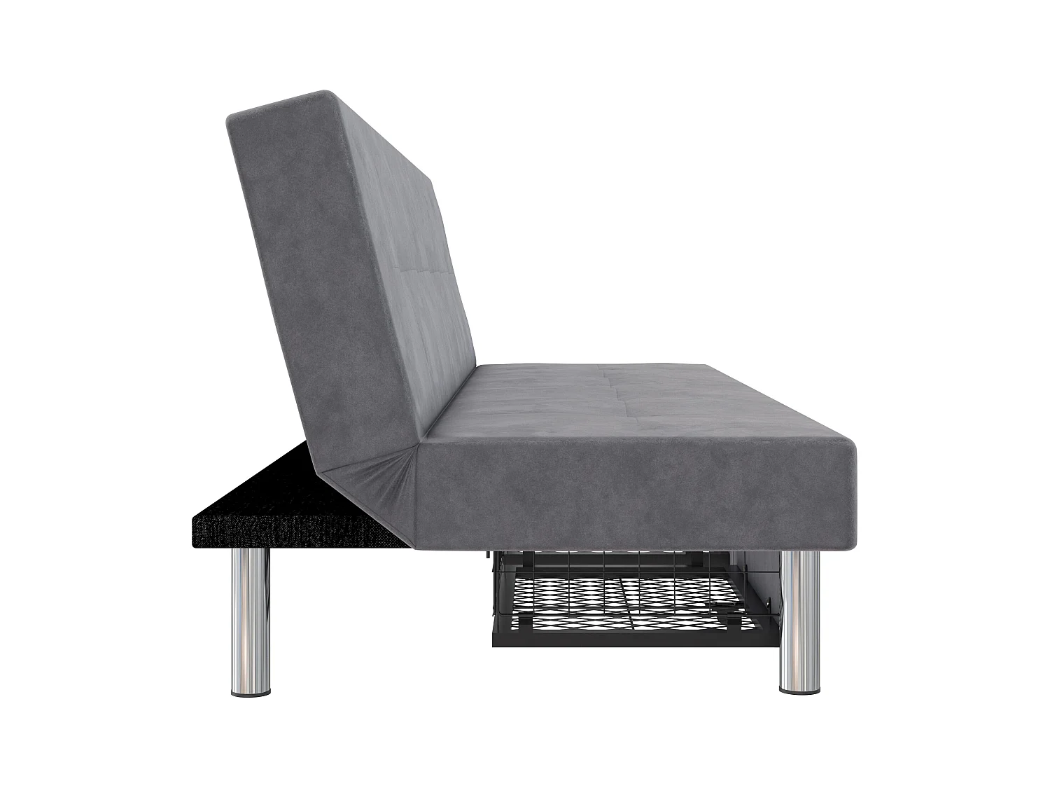 Erica | Futon mit Stauraum aus hellgrauer Mikrofaser