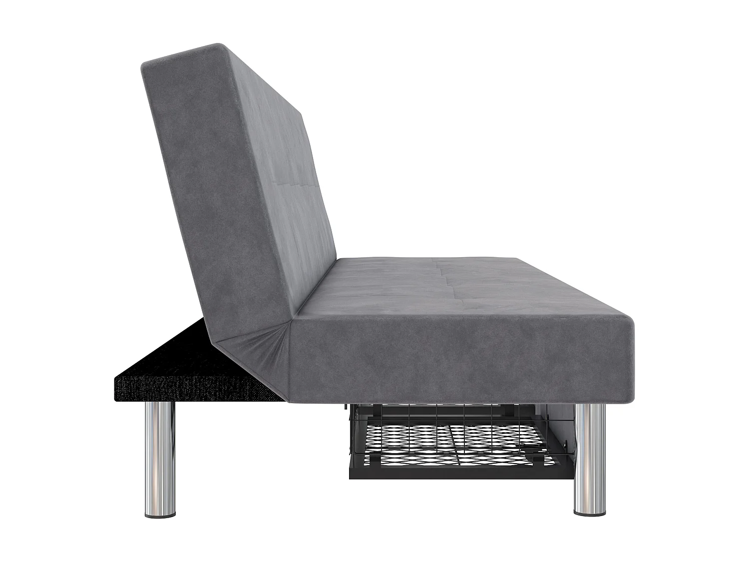 Erica | Futon avec rangement en microfibre gris clair