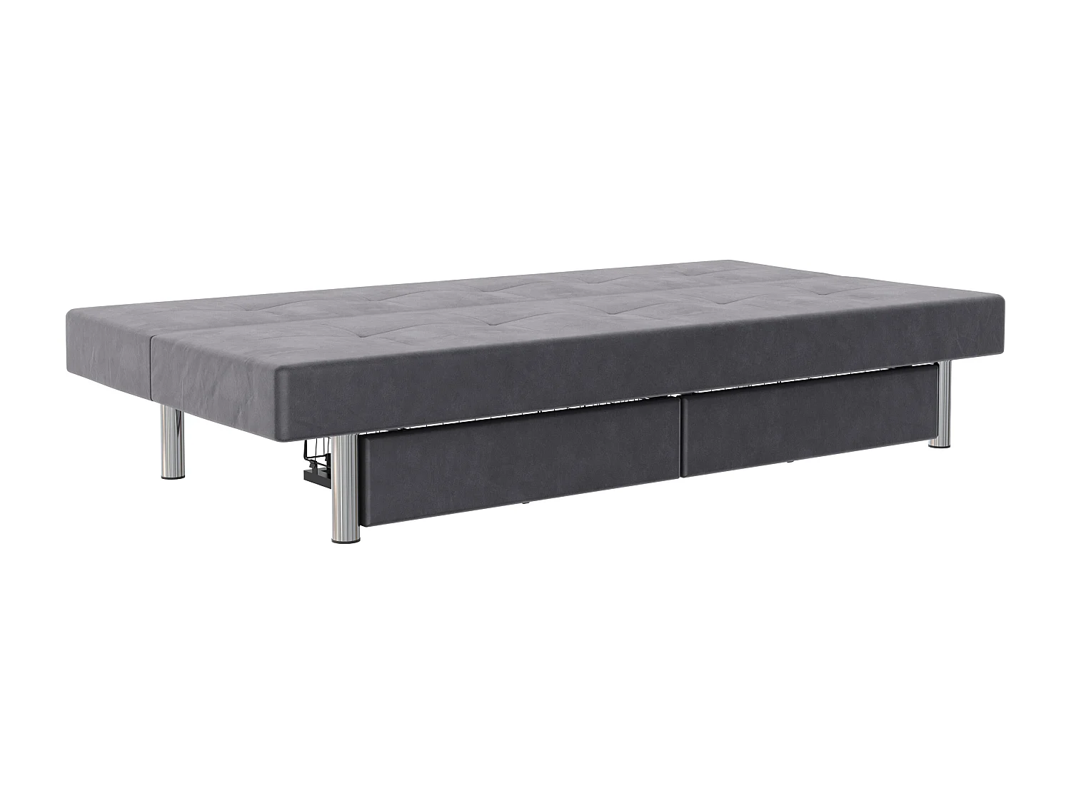 Erica | Futon avec rangement en microfibre gris clair