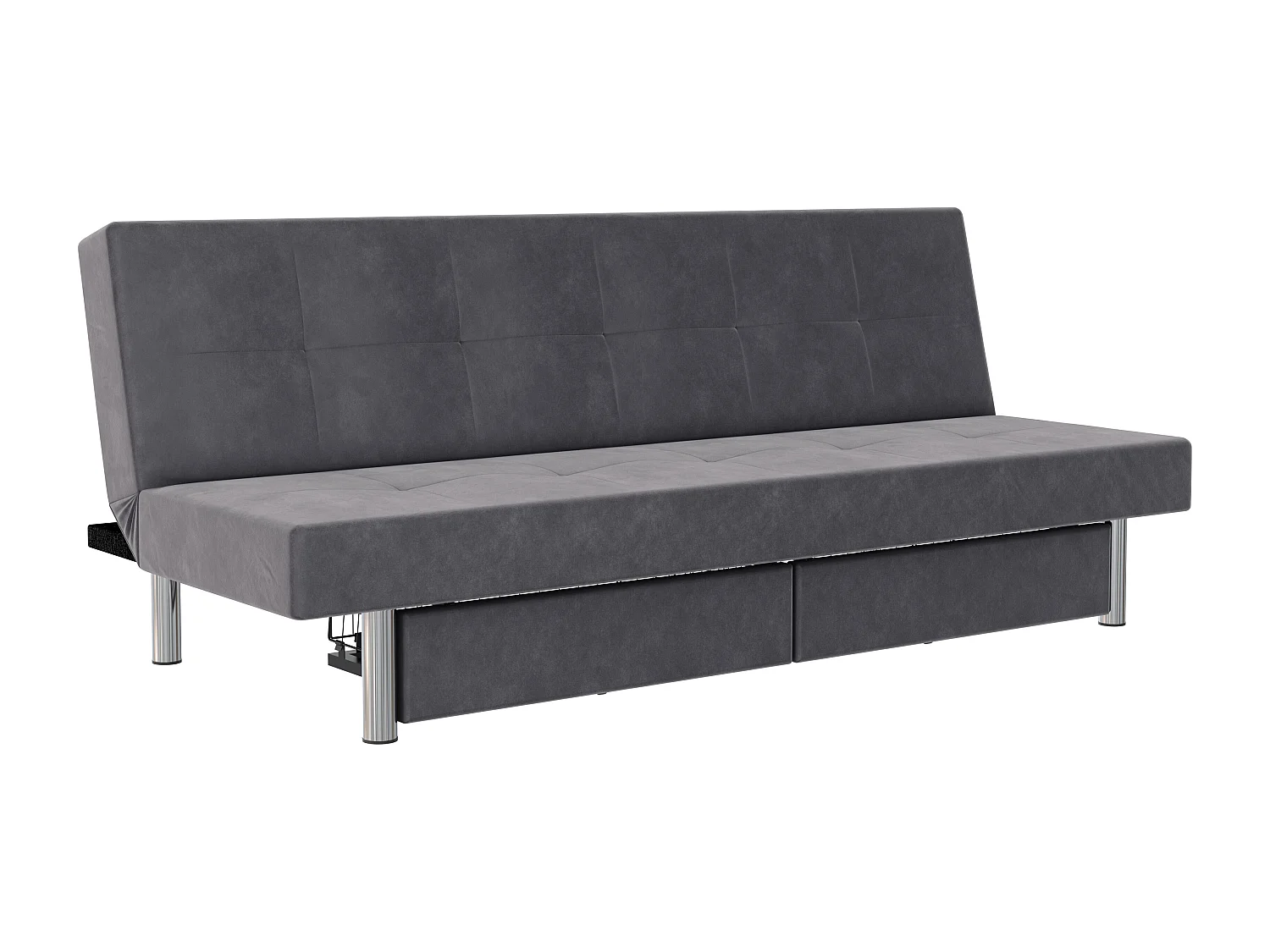 Erica | Futon avec rangement en microfibre gris clair
