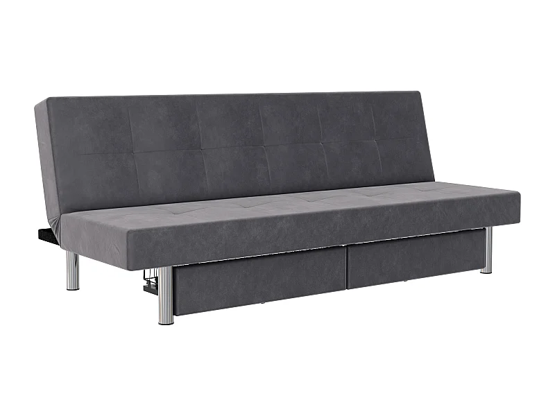 Erica | Futon avec rangement en microfibre gris clair