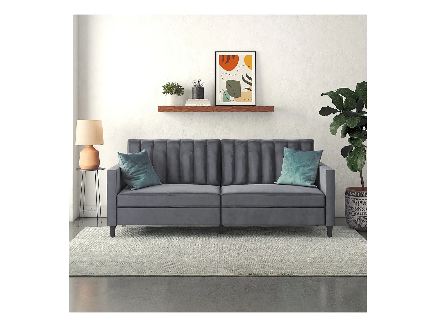 3-zits slaapbank in antraciet fluweel