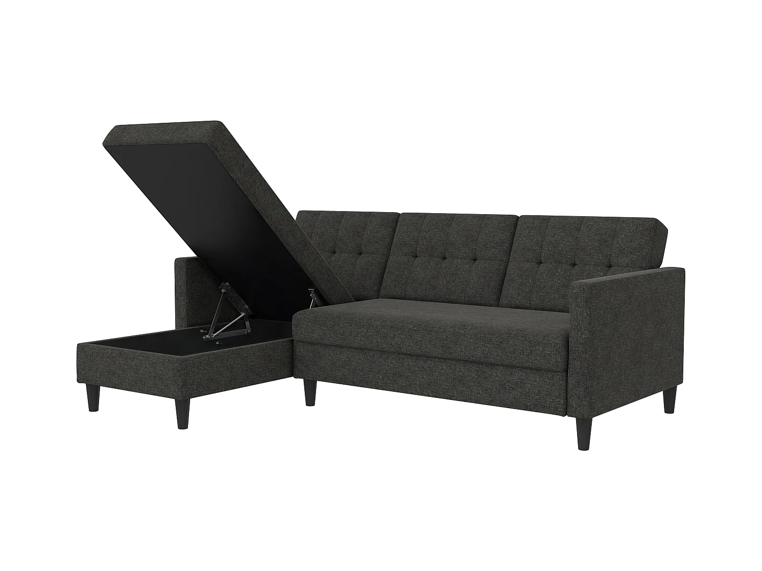 3-zits hoekslaapbank in antraciet stof