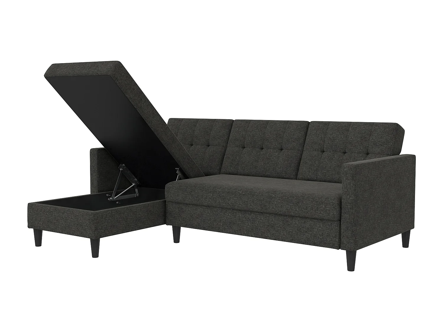 Hartford | Canapé convertible 3 places avec méridienne en lin anthracite