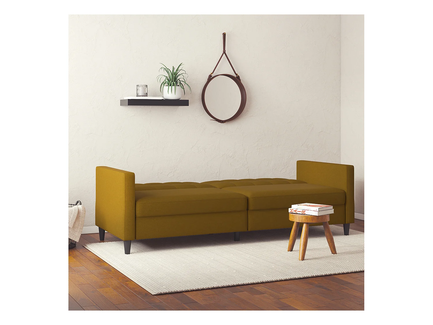 3-zits slaapbank in curry linnen